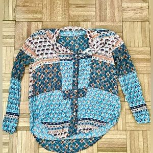 Free People Patchwork Button Down